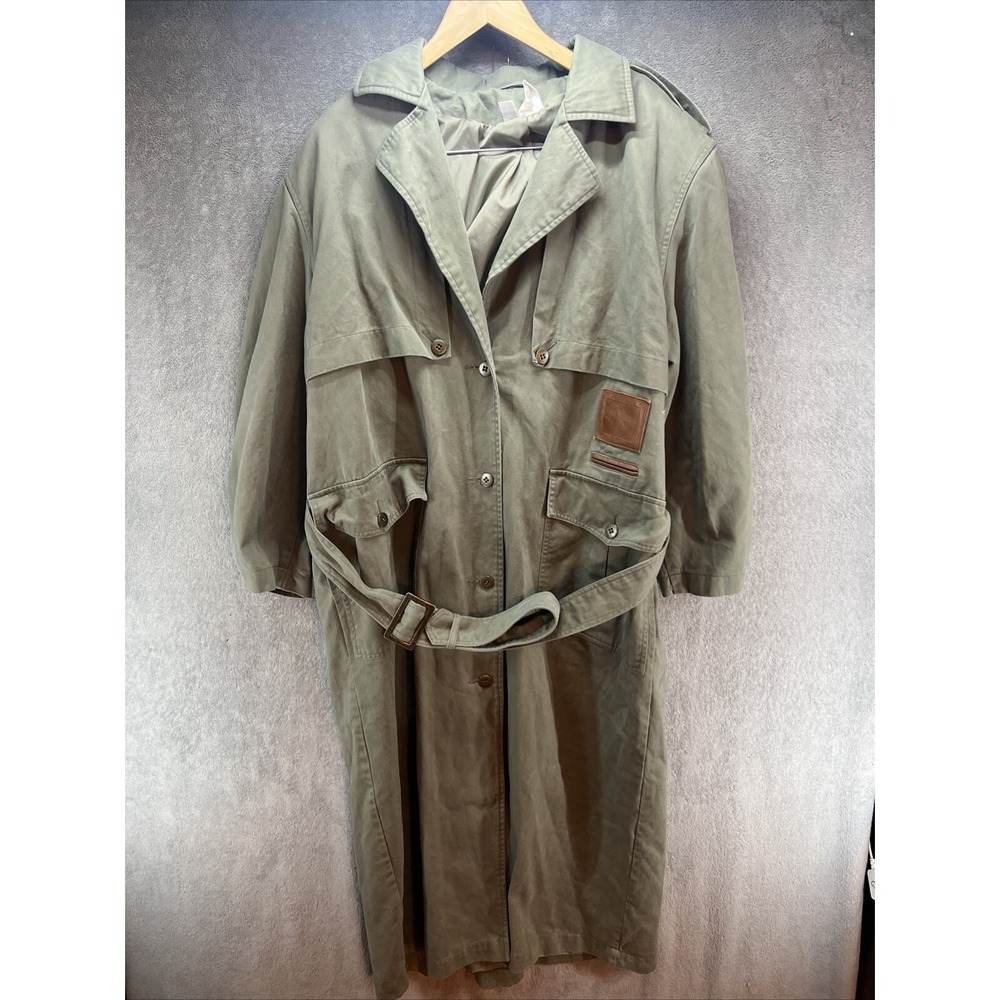 Vintage Together! Green Cotton‎ Duster Jacket Trench Coat Women's Sz 14